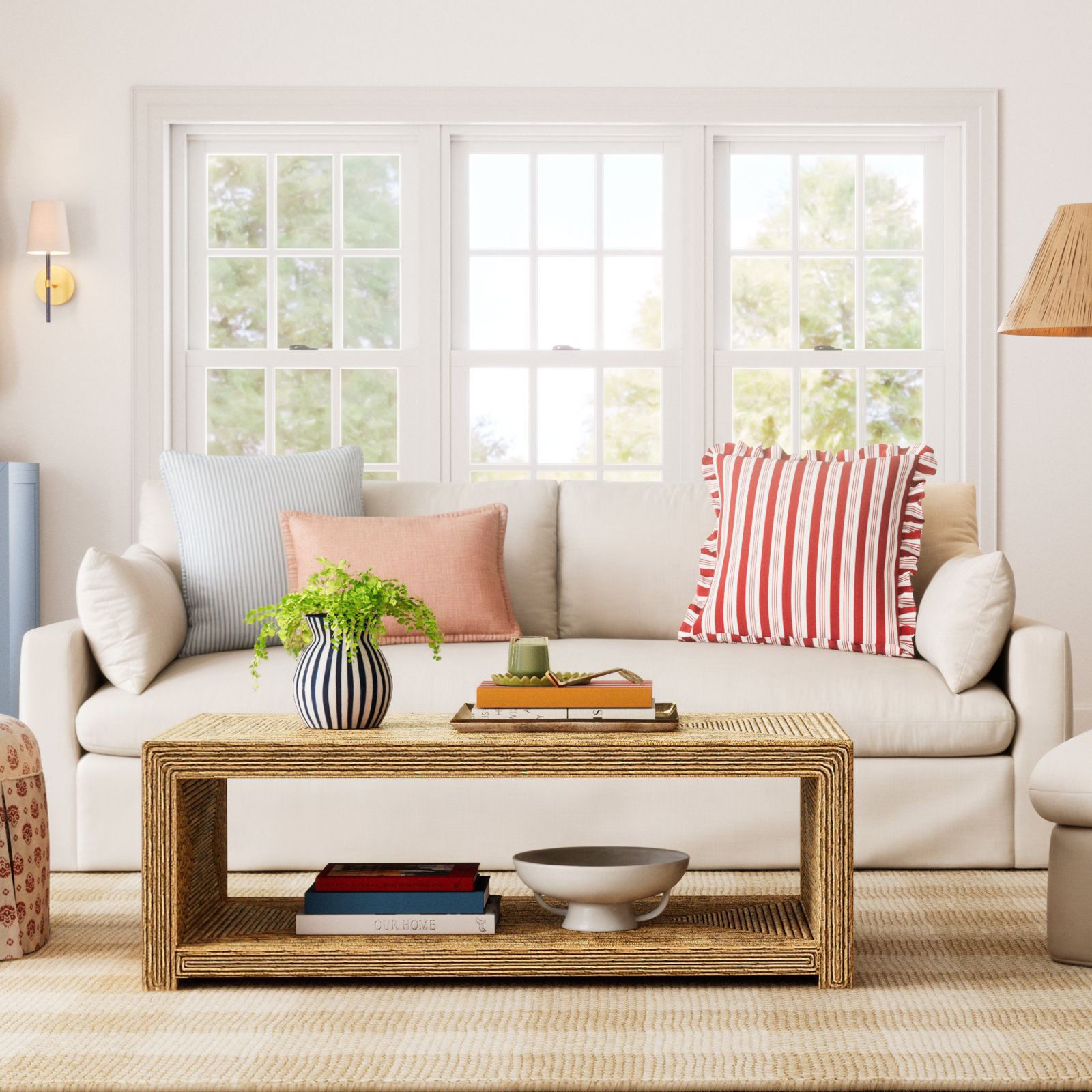 Luna 90'' Upholstered Sofa, Bayou Natural Canvas