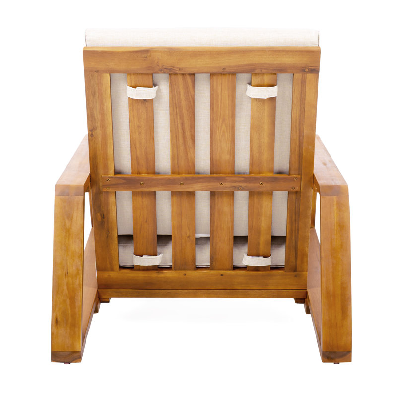 Outdoor Club Chair With  Cushion And Wood Frame, Offering A  Blend Of Design Comfort For Backyard Spaces, Suitable Summer Entertaining Relaxing, 400 Lbs Weight Capacity Style