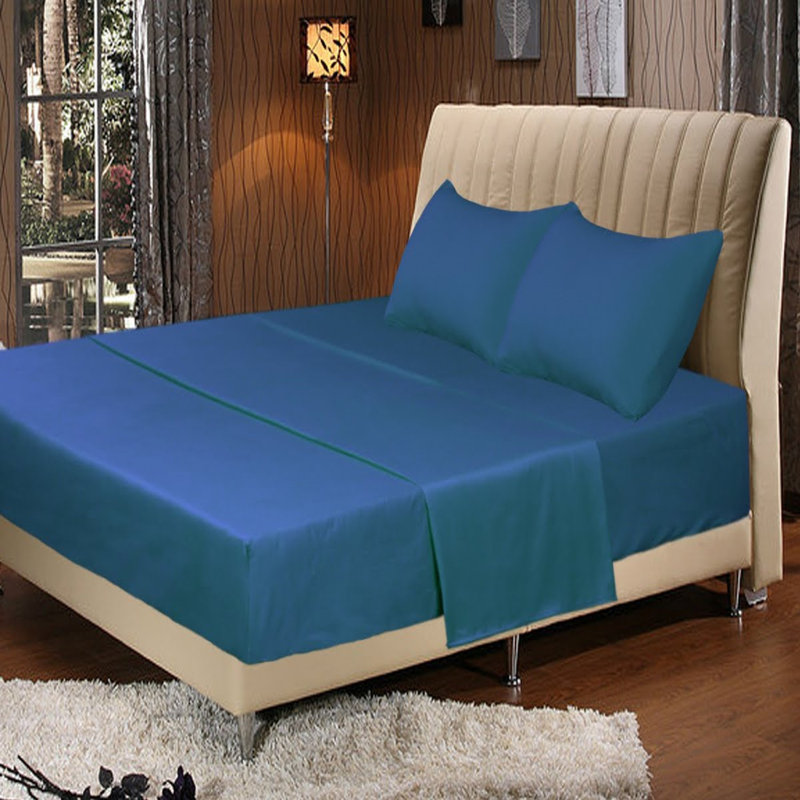 Ensemble de draps en micro-fibre, Ensemble de draps pour très grand lit californien, bleu