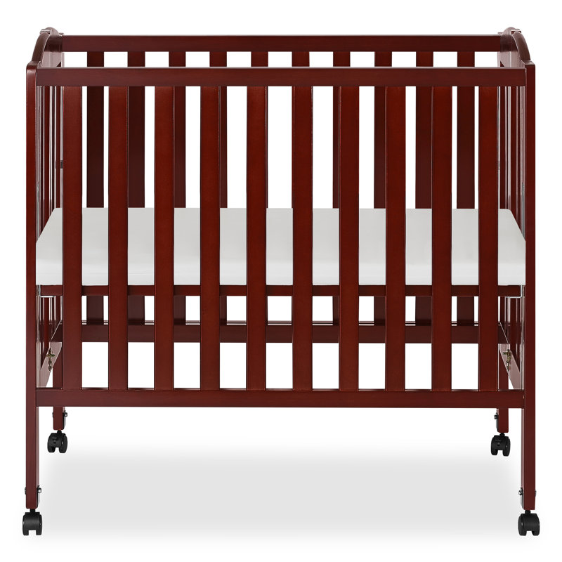 Cherry Pine 3-in-1 Portable Folding Crib with Locking Wheels
