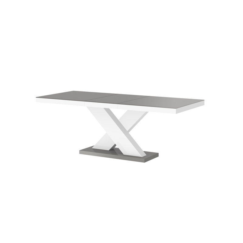 256cm Solid Oak Pedestal Dining Table, Grey/White