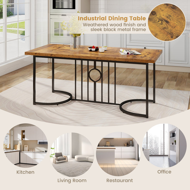 71'' Large Dining Table for 6-8 People Rectangular Kitchen Table Dinette Table