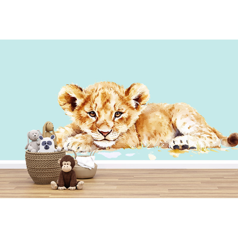 Art mural bébé lion, chambre de bébé lion, safari, chambre d'enfant, art 164Mv, H 55 po x l 29 po