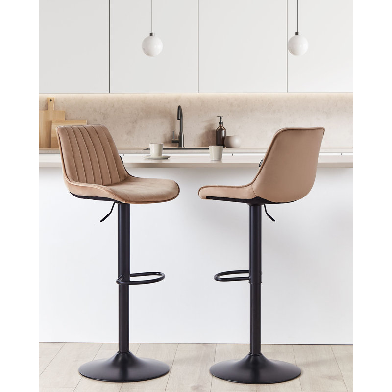 DUBROVNIK Swivel Upholstered Adjustable Height Counter Stool with Metal Frame, Brown 