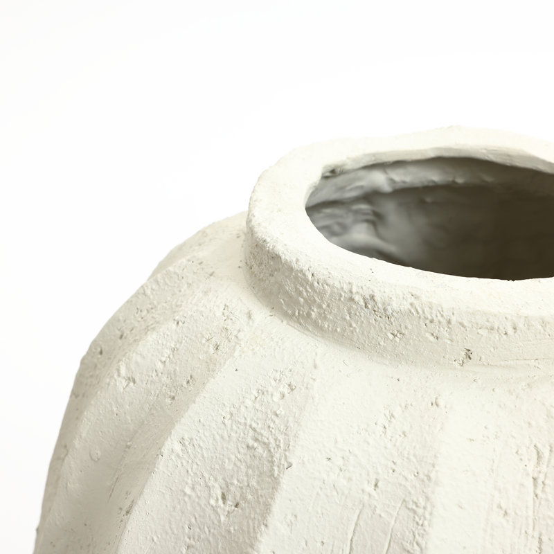 23'' H Rustic Fluted White Tall Vase
