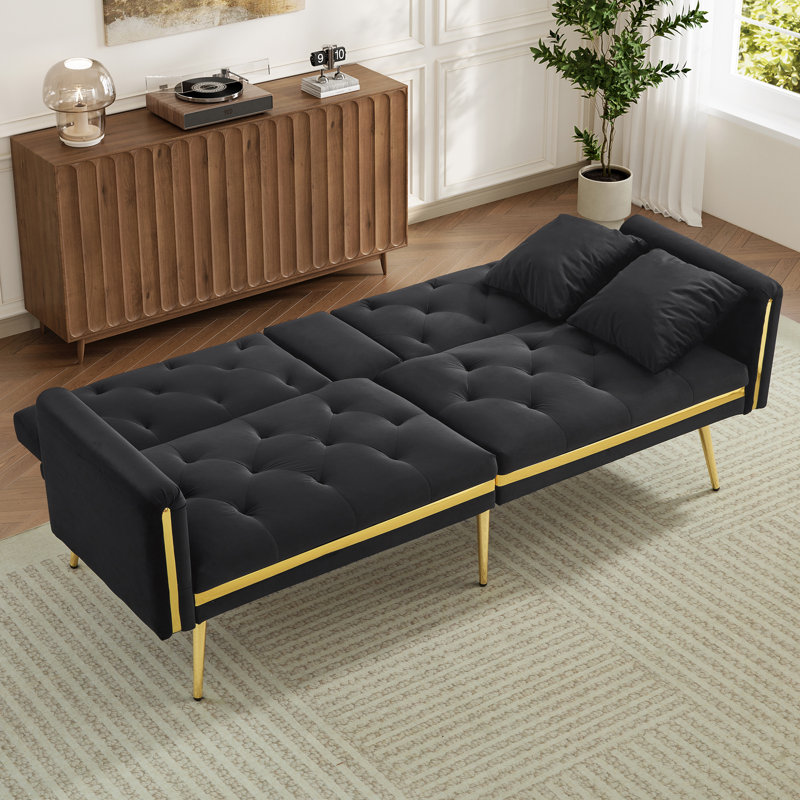 2 Seater Velvet Loveseat, Black