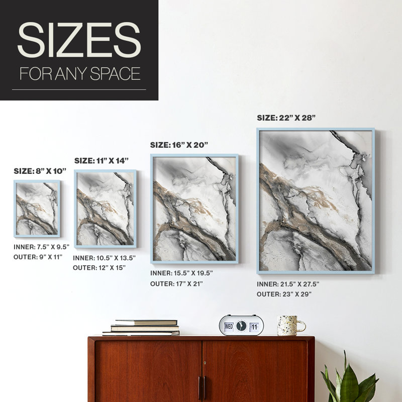 Abstract Ink Fantasy II Framed Print - Solid Wood, Blue, 10" H x 8" W