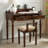 Nut-brown Rectangular Solid Wood with 2 drawers desk-74851978