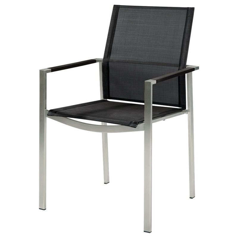 Mercury Dining Outdoor Dining Armchair, Graphite Finish/Charcoal Sling