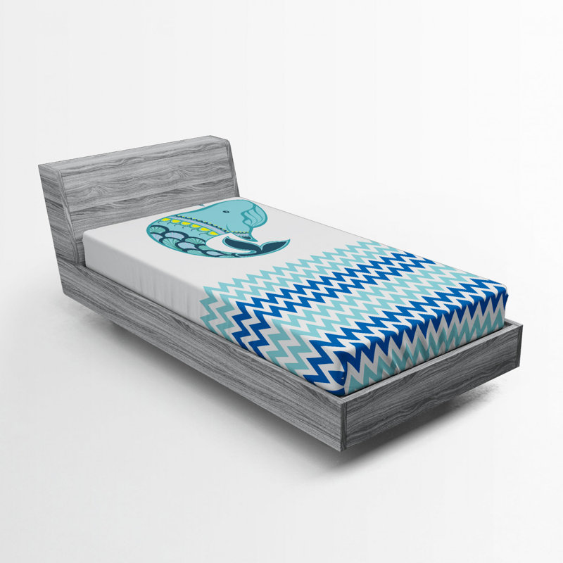 Microfiber Chevron Fitted Sheet, Twin Fitted Sheet, Blue Chevron