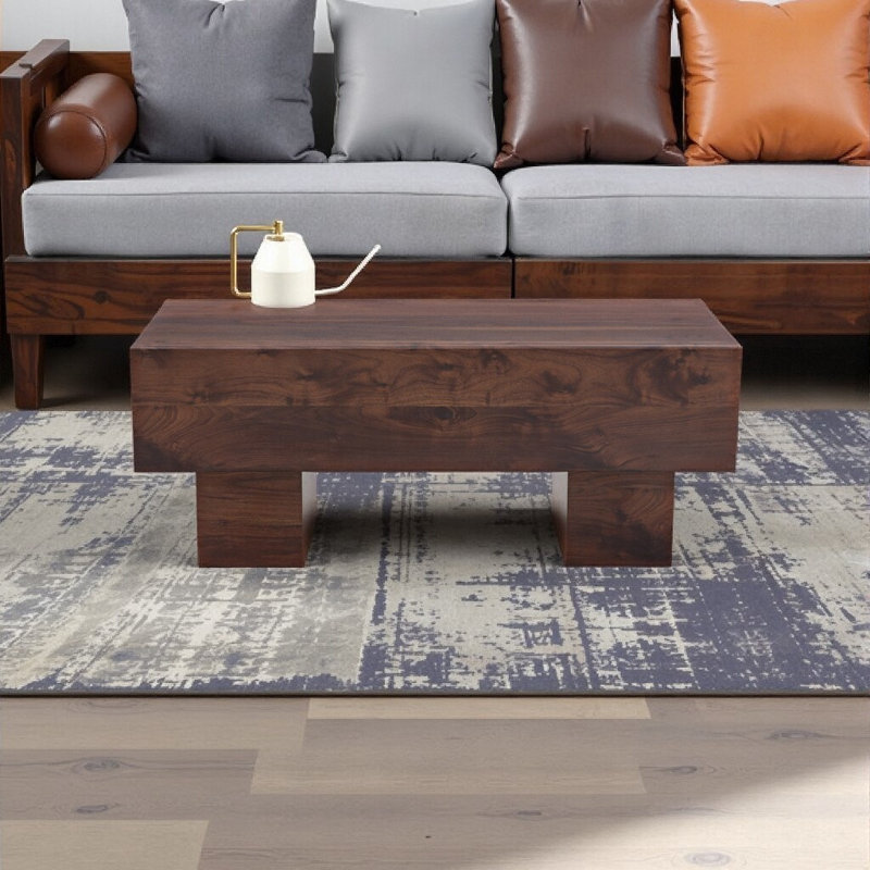 Table basse moderne 43,3 po - Design épuré et spacieux, Brun