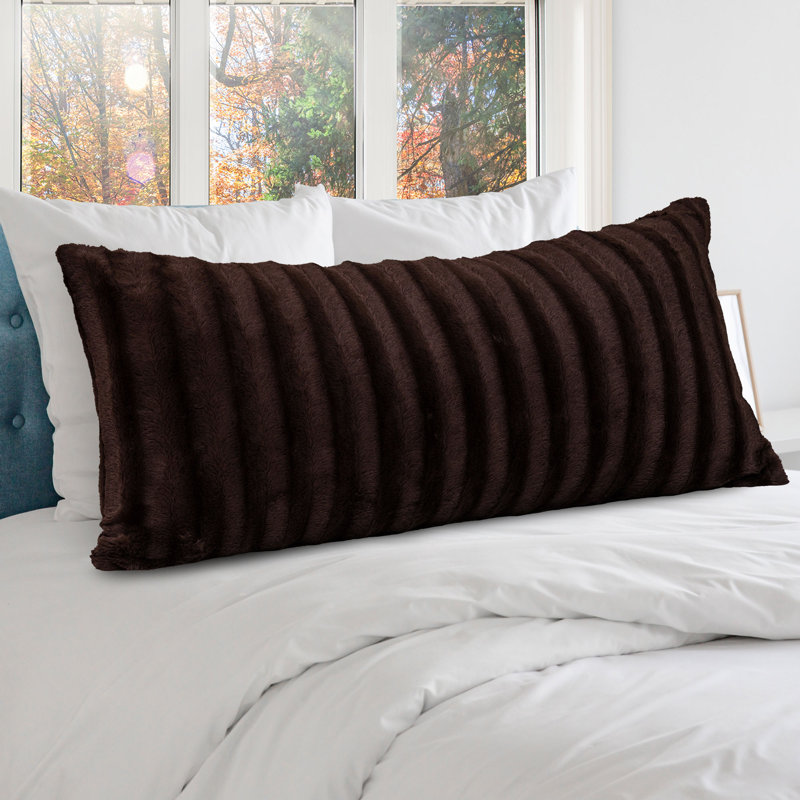 Chocolate Brown Faux Fur Rectangular Body Pillow