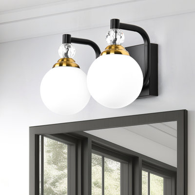 Luminaire de meuble-lavabo de salle de bain avec abat-jour en verre blanc opale