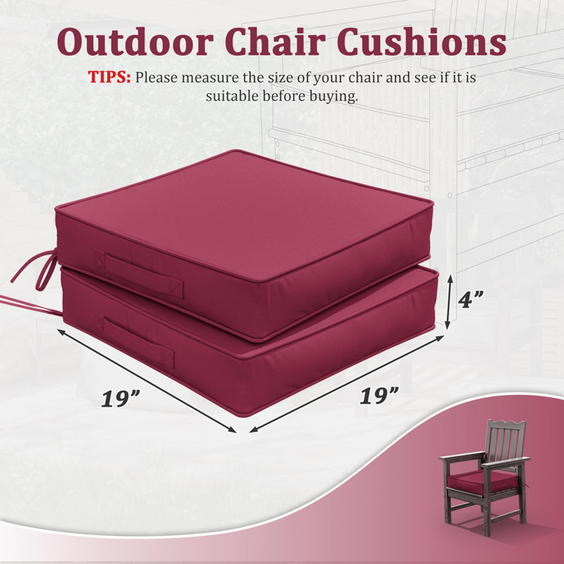 Wynee Outdoor 4” Seat Cushions And 19”X19” Outdoor Cushions Dining Seat Cushions , Fuchsia Red
