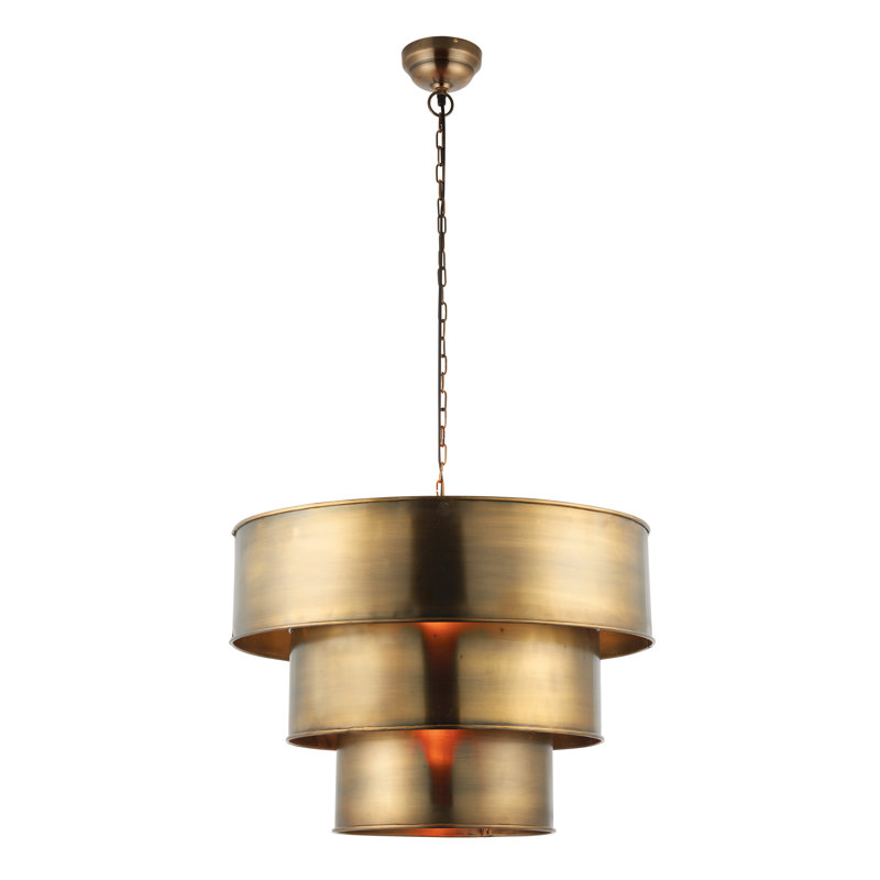Beatrice 1 - Light Aged Brass Drum Pendant