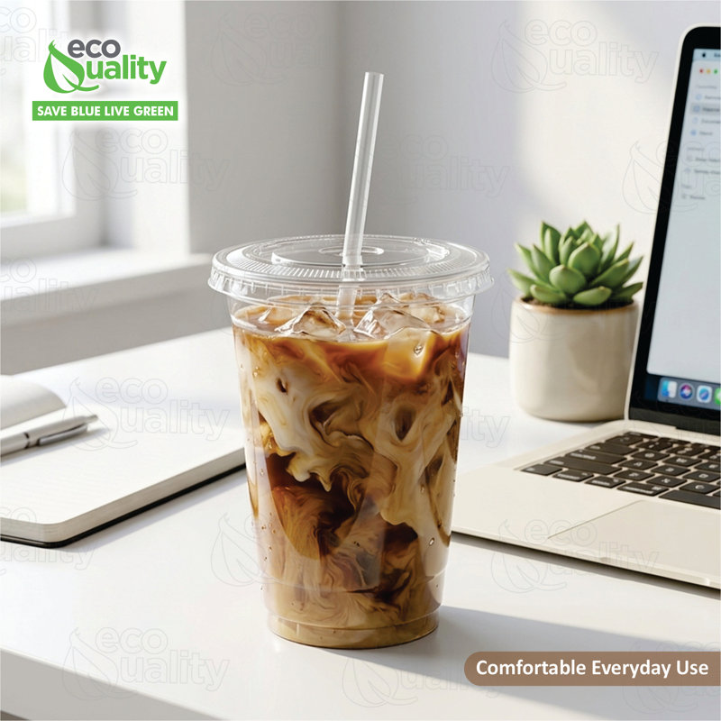 Smoothies à café glacé 12 oz avec couvercles plats Ecoqualité (1000)