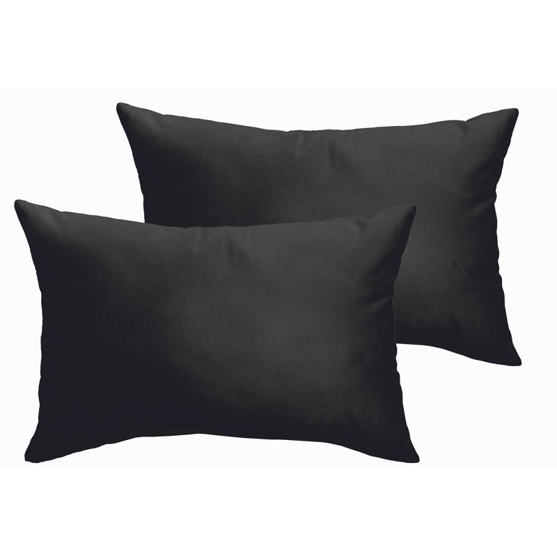 Housse de coussin d'extérieur et insert Fantine, 13 po x 20 po, Noir