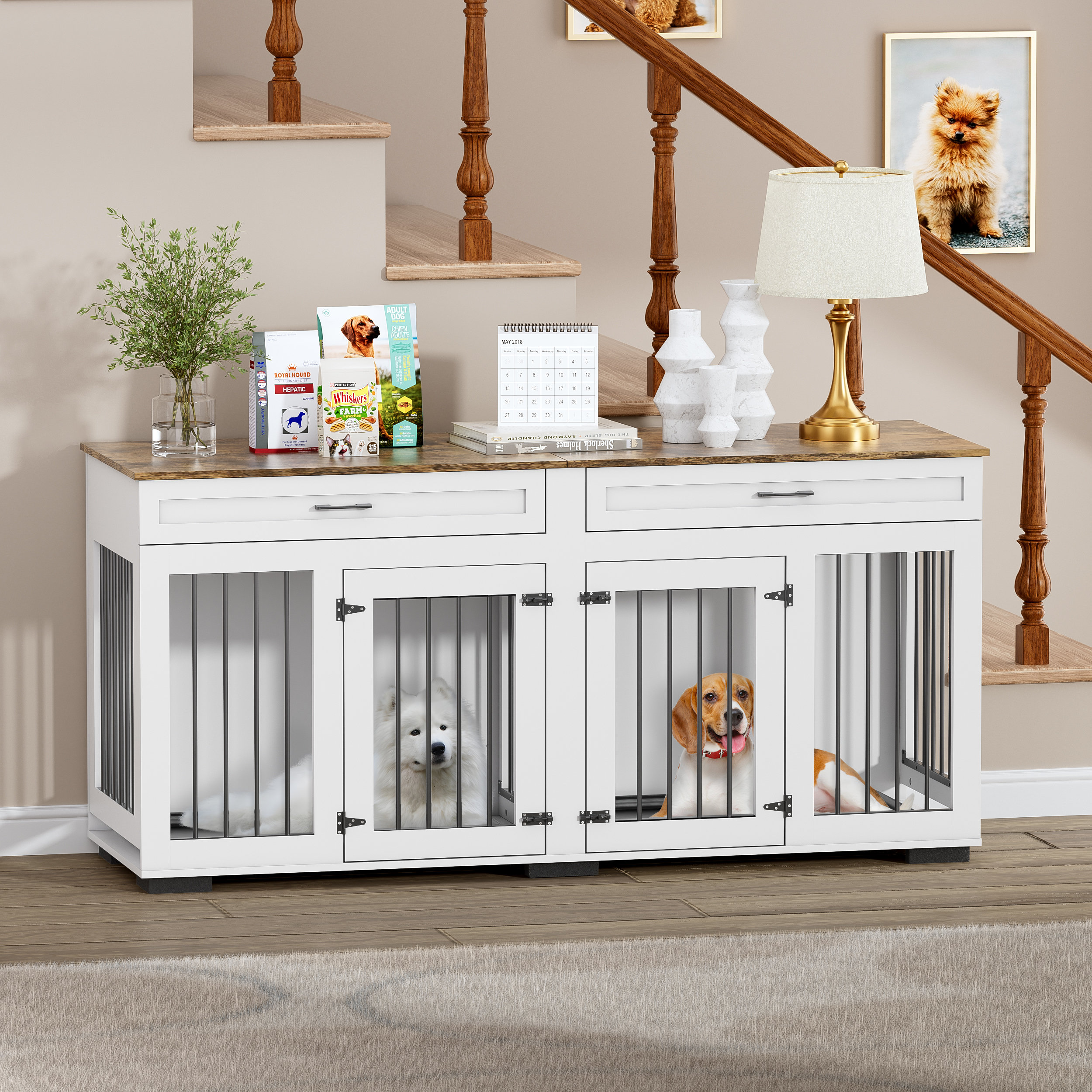 Tucker Murphy Pet™ Large Dog Crate Furniture With 2 Drawers And Divider ...