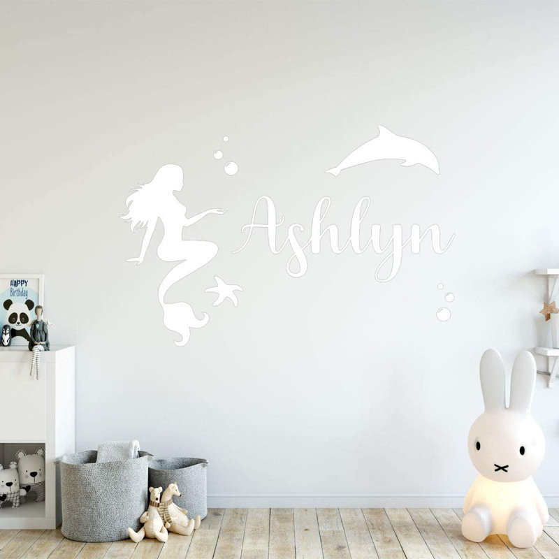 Décalcomanie murale sirène personnalisée, H 22 po x l 33 po, Blanc