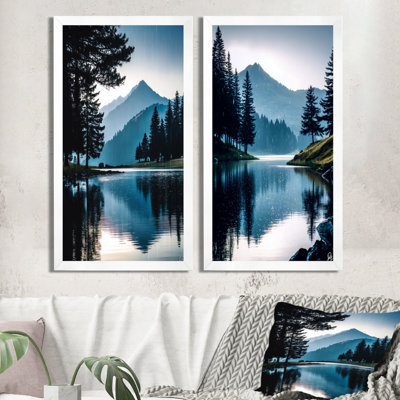 Morning Lake Calm In Vancouver - Vancouver 2 Piece Wall Art, Black Cityscape Canvas Print