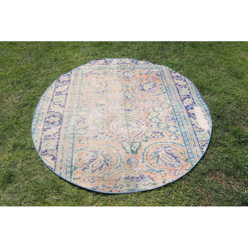 Vintage Oushak Blue Oriental Turkish Rug Perfect for Dorms and Salons