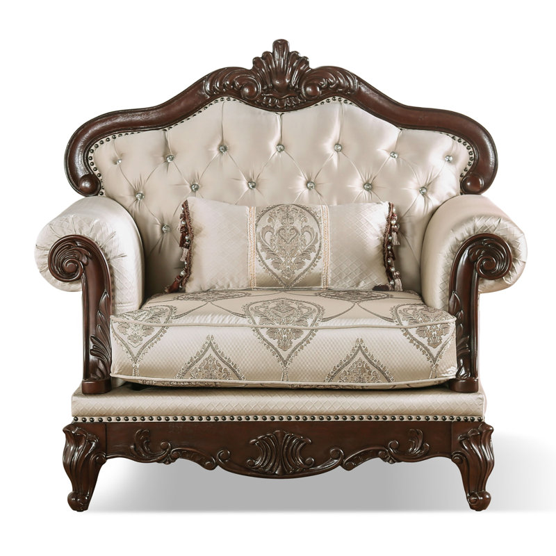 Fauteuil capitonné l 48,5 po Barbato, Polyester beige