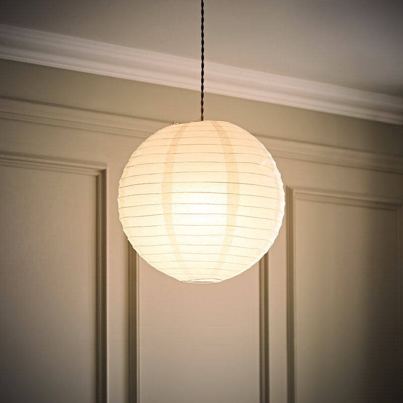 Paper Dome Pendant Shade ( Slip-On ) in White, 36cm H x 40cm W x 40cm D