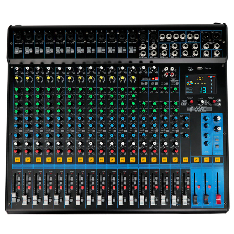 Console de mixage Bluetooth à 5 canaux avec table de mixage audio à 5 canaux et console USB avec effet SPX 24