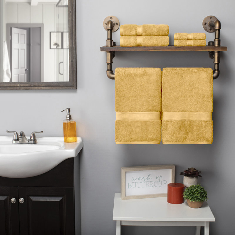Scotia Egyptian Cotton Bath Towel Set, Gold, 6Pc Towel Set  (2Bath, 2Hand, 2Face)