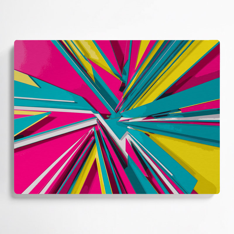 «Geometric Abstraction 82», art mural en métal rose, H 11 po x l 14 po