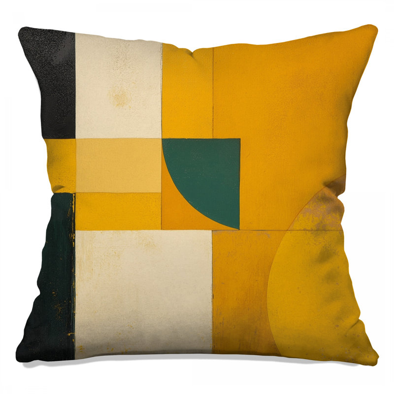 Coussins décoratifs à motif géométrique abstrait jaune, 20 po x 20 po
