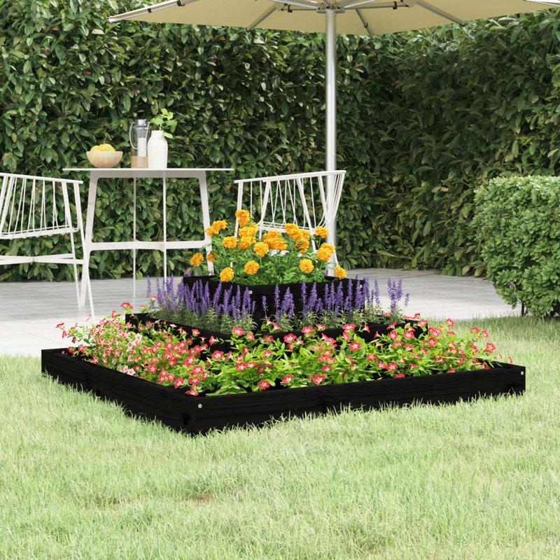 Adner Self-Watering Wood Raised Garden Bed, 27cm H x 80cm W x 80cm D, Black