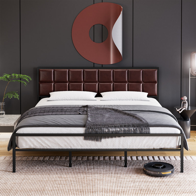 Euanthe Upholstered Bed, Red/Brown, King
