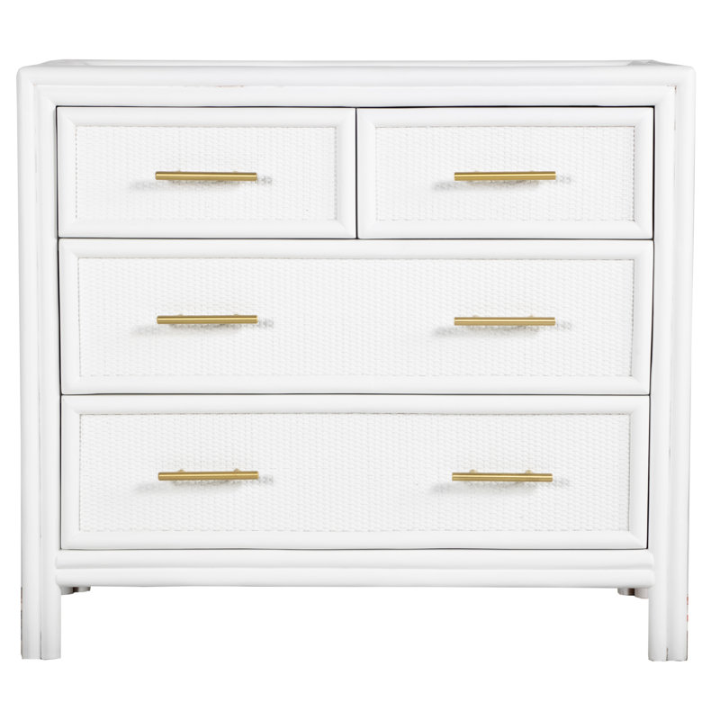 Aruba 4 - Drawer Nightstand, White/Gold