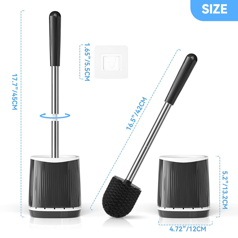 Ensemble de brosse et support de toilette, Noir