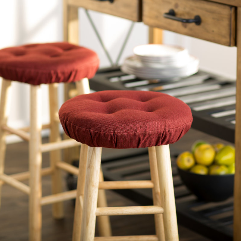 Non-Slip Solid Barstool Seat Cushion, 14-Inches Round, Flame