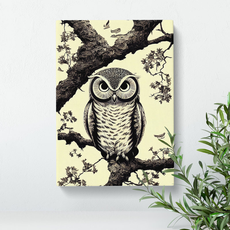 Owl On A Tree - Wrapped Canvas, 76cm H x 50cm W x 3cm D