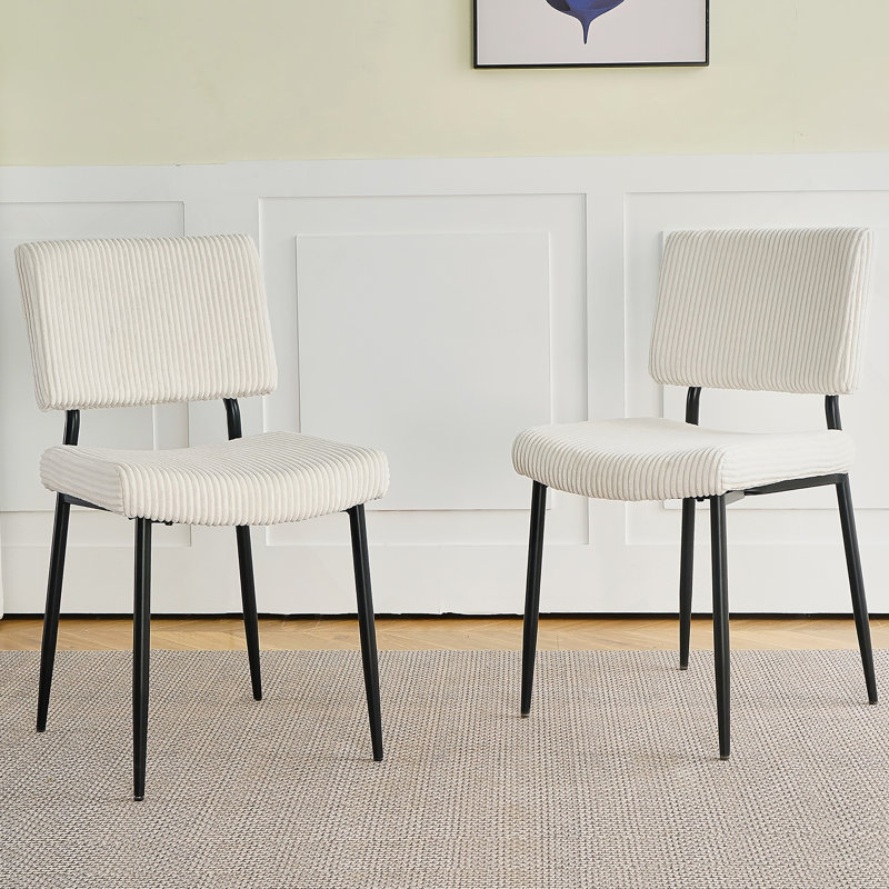 Chaises rembourrées en velours beige moderne Modern, Beige, 2