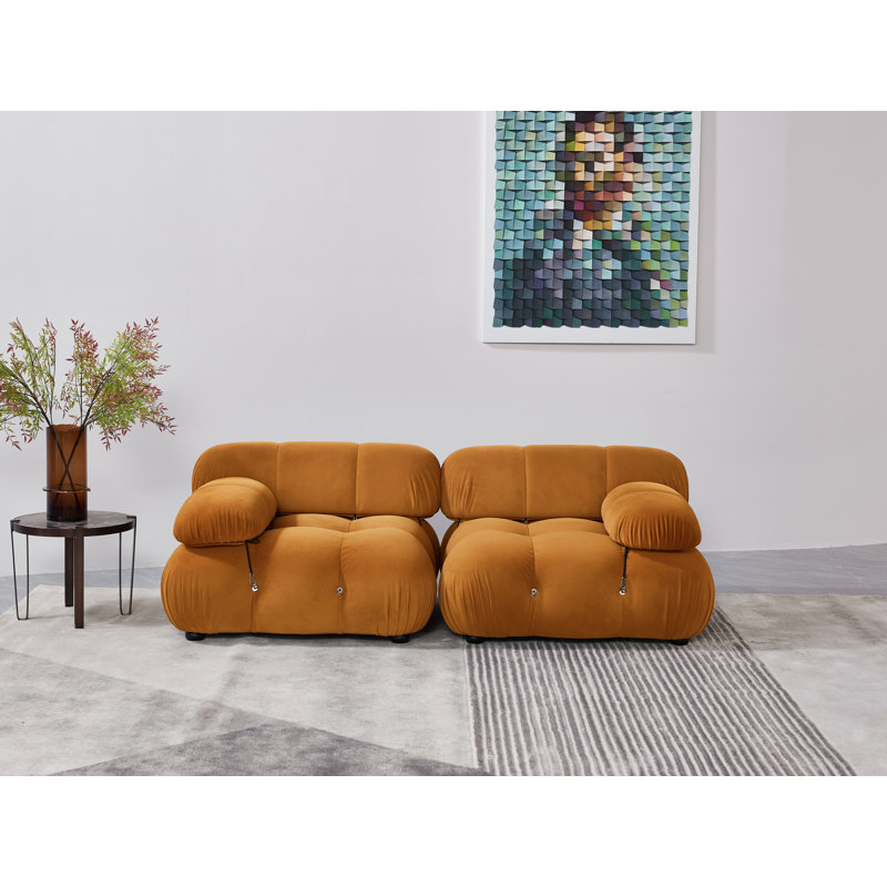 Canapé en chenille de 76 po Belani, Velours jaune