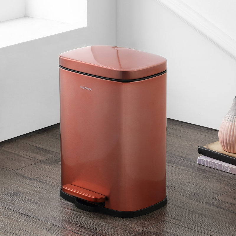 Steel Step On Kitchen Trash Can - 13.2 Gallons, Rose Gold