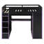 Full Size Wood Loft Bed with Desk,Wardrobe,Ample Storage Space,and RGB Light, Purple