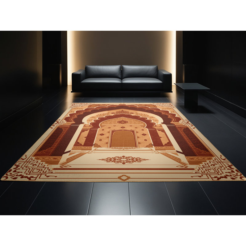 Tapis oriental traditionnel Pauleth lavable à la machine - Brun clair, Rond 3 pi