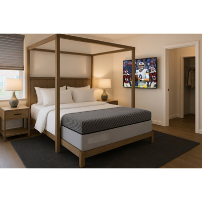 Matelas pour grand lit de 14 po avec ressorts ensachés et mousse à mémoire de forme, matelas à ressorts gris, pour une livraison facile.