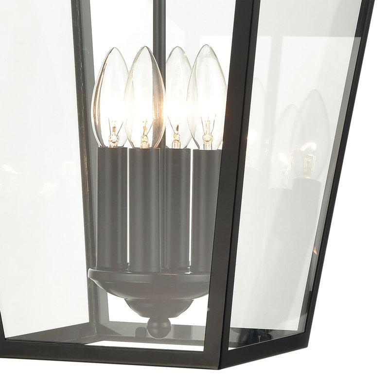 Luminaire suspendu d'extérieur 4 lumières de 12 po de large Main Street - Noir