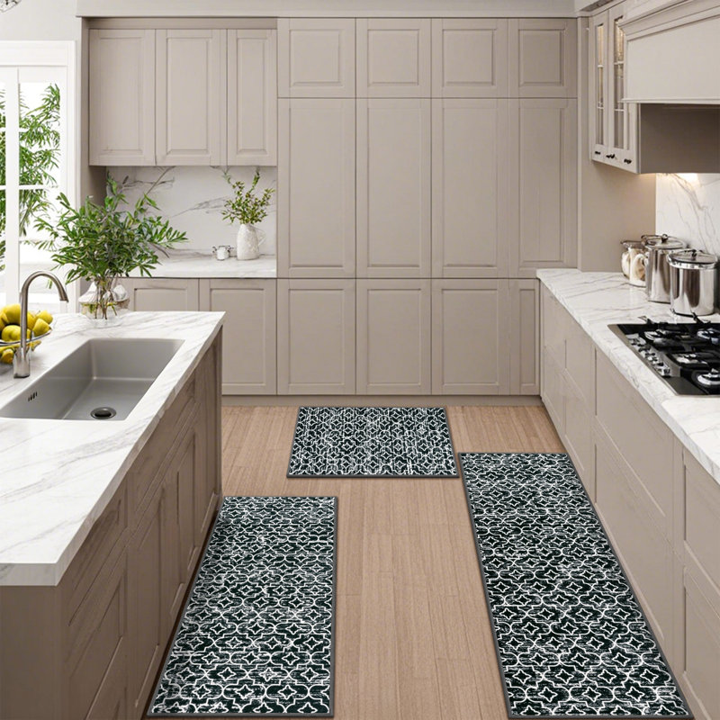 Machine Washable Non-Slip Kitchen Mat, Black