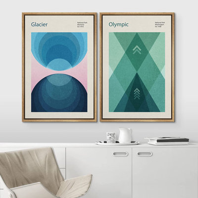 Classical Artwork " Geometric Glacier Olympic National Park " 2 - Pieces