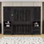 Grand lit escamotable en bois avec tiroirs, tablettes et garde-robe