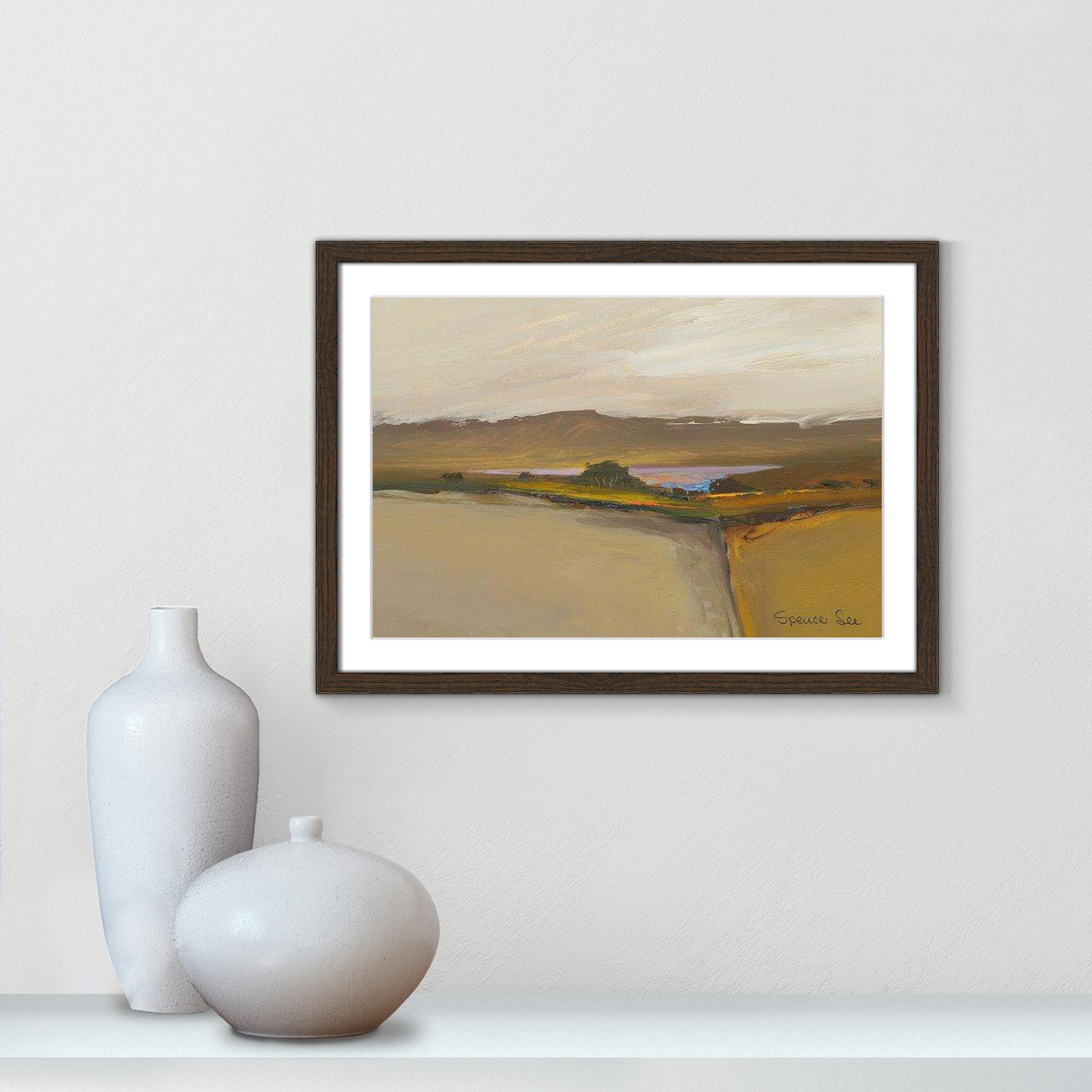 Heaven and Earth IV By Spencer Lee - Framed Art w/ 4 Ply Matboard, Walnut Framed, 17" H x 23" W x 0.75" D