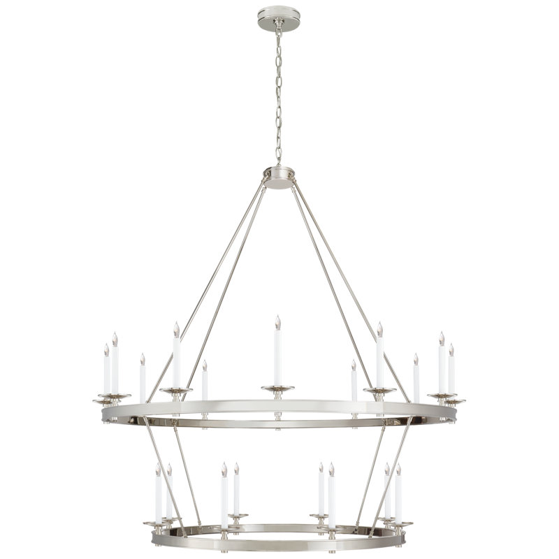 Chapman & Myers Launceton Two Tiered Chandelier, 55" H x 53.25" W x 53.25" D, Polished Nickel