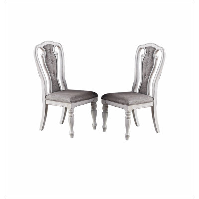 Vintage White Light Fabric Upholstery Dining Chair Set, Elegant and Comfortable Seating for Any Dining Room or Kitchen.